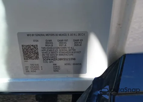 2024 Honda Prologue Elite из США, поврежденный, VIN 3GPKHZRJ8RS523398